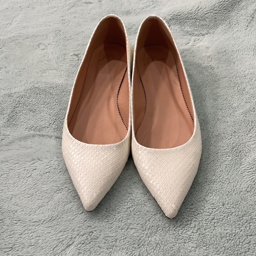 J. Crew winter white flats size 8.5. NWOT